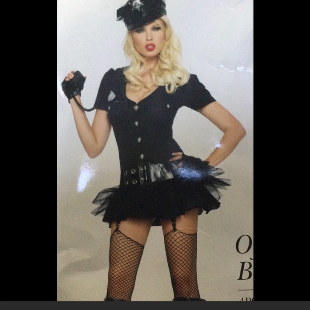 Leg Avenue Black Costume with Fishnet Stockings